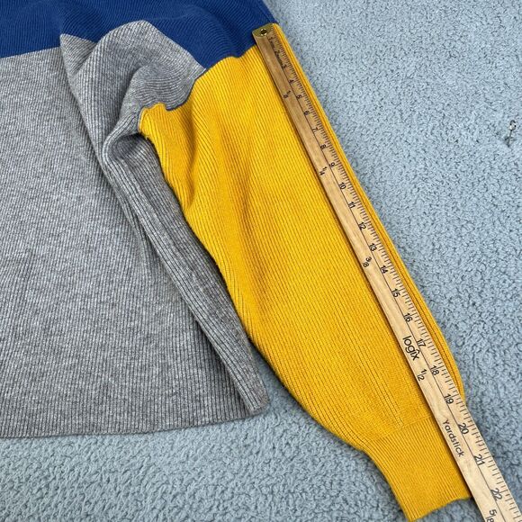 Free People Softly Structured Sweater Womens M Blue Yellow Gray Turtleneck Knit - Picture 12 of 13